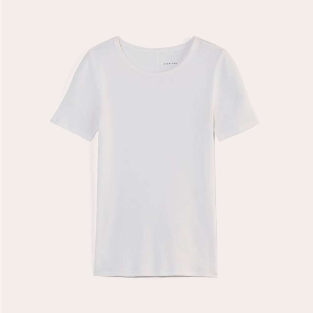 Everlane The Luxe Rib Crew White Short Sleeve Tee Shirt